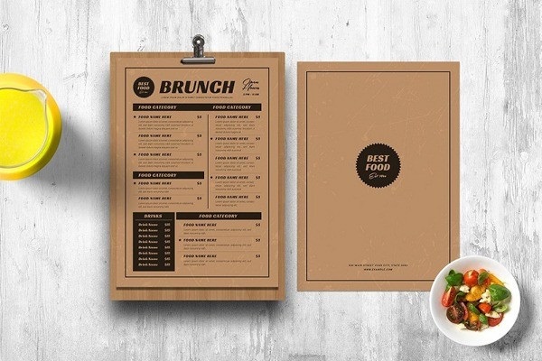 Menu quán bằng chất liệu giấy kraft phong cách cổ điển