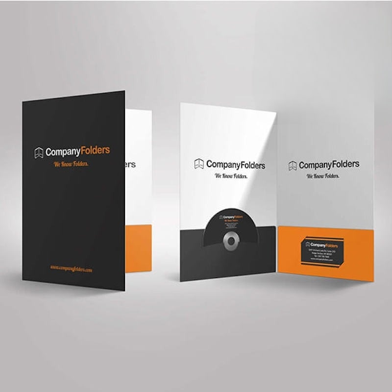 Mẫu folder với khe chứa đĩa CD và danh thiếp