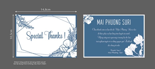 Kích thước thiệp cảm ơn hình chữ nhật