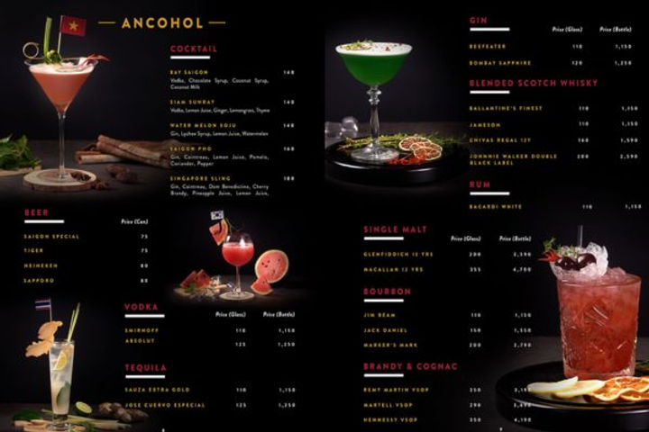 Menu thức uống hài hòa về hài ảnh và chữ viết