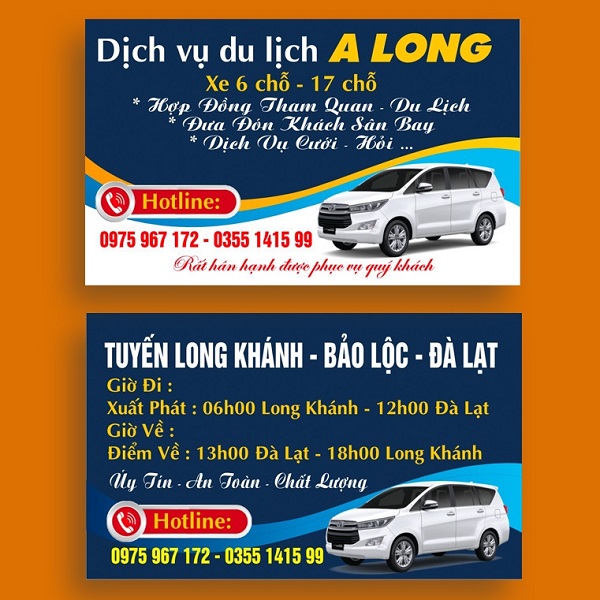 &nbsp;&nbsp;&nbsp;&nbsp; Card visit cho xe du lịch đầy đủ thông tin