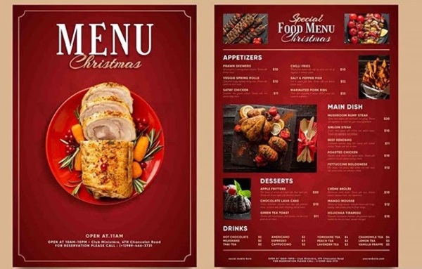 Mẫu menu số 10 có thiết kế bắt mắt, món ăn hấp dẫn khách hàng