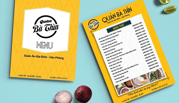 Mẫu menu đồ ăn thiết kế đơn giản, dễ đọc