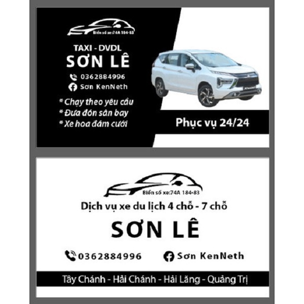 &nbsp;Mẫu card visit xe dịch vụ du lịch màu đen trắng