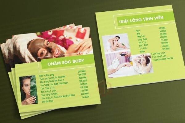 Menu spa đơn giản, tinh tế