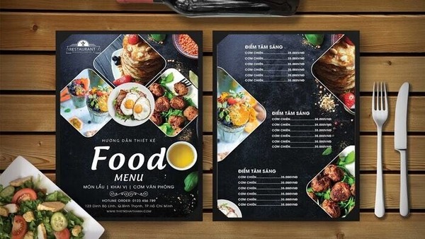 Menu bìa cứng quán ăn, nhà hàng ấn tượng