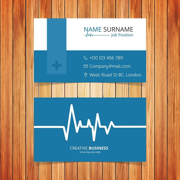 Mẫu thiết kế card visit cho bác sĩ màu xanh trắng