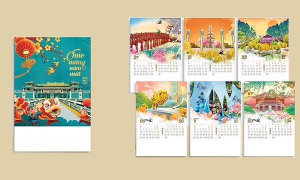 Mẫu lịch chúc mừng năm mới từ kỹ thuật in lưới