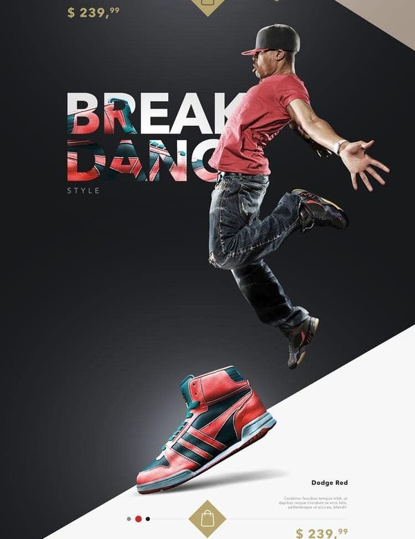 Catalogue kết hợp hình ảnh sản phẩm và người nhảy tạo hiệu ứng sống động