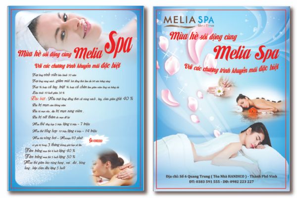 Mẫu tờ rơi quảng bá chương trình khuyến mãi mùa hè cùng Melia Spa