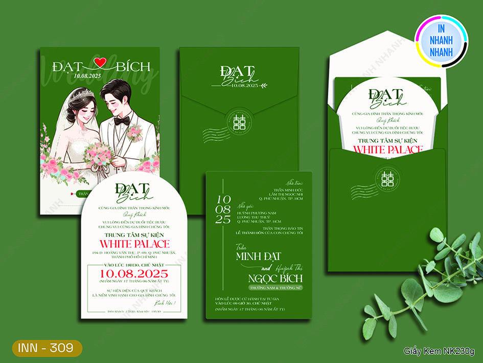 Thiệp Cưới In Nhanh Mã 309